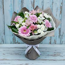 Букет цветов из:  Герберы, Альстромерии и Хризантемы в Синдор