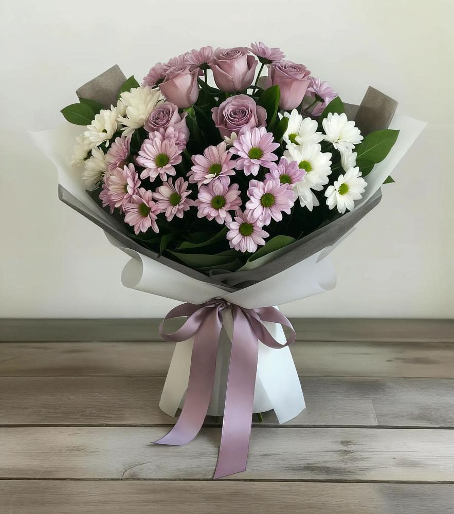 Букет цветов из: Хризантемы и Розы в Синдор