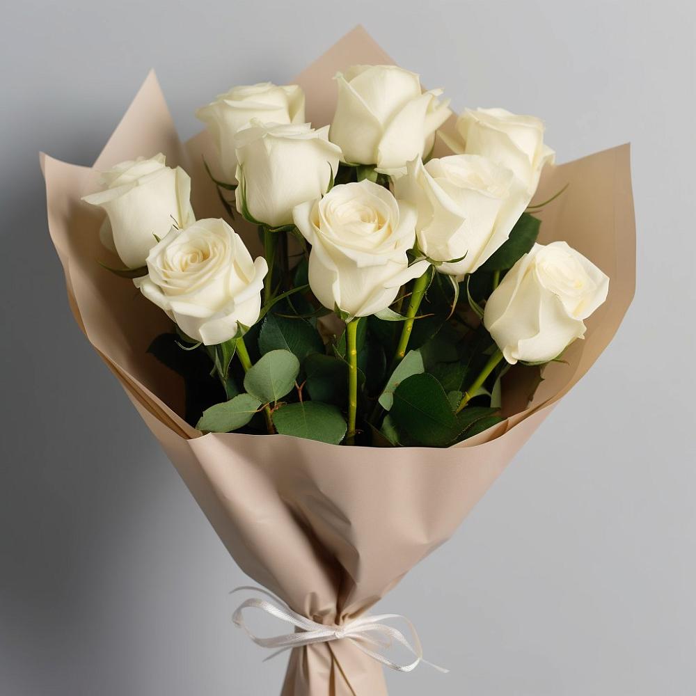 Букет 9 Белых роз Эдлесс Лав в Синдор