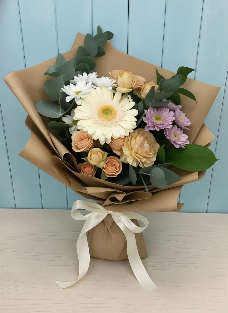 Букет цветов из: Герберы и Хризантемы в Синдор