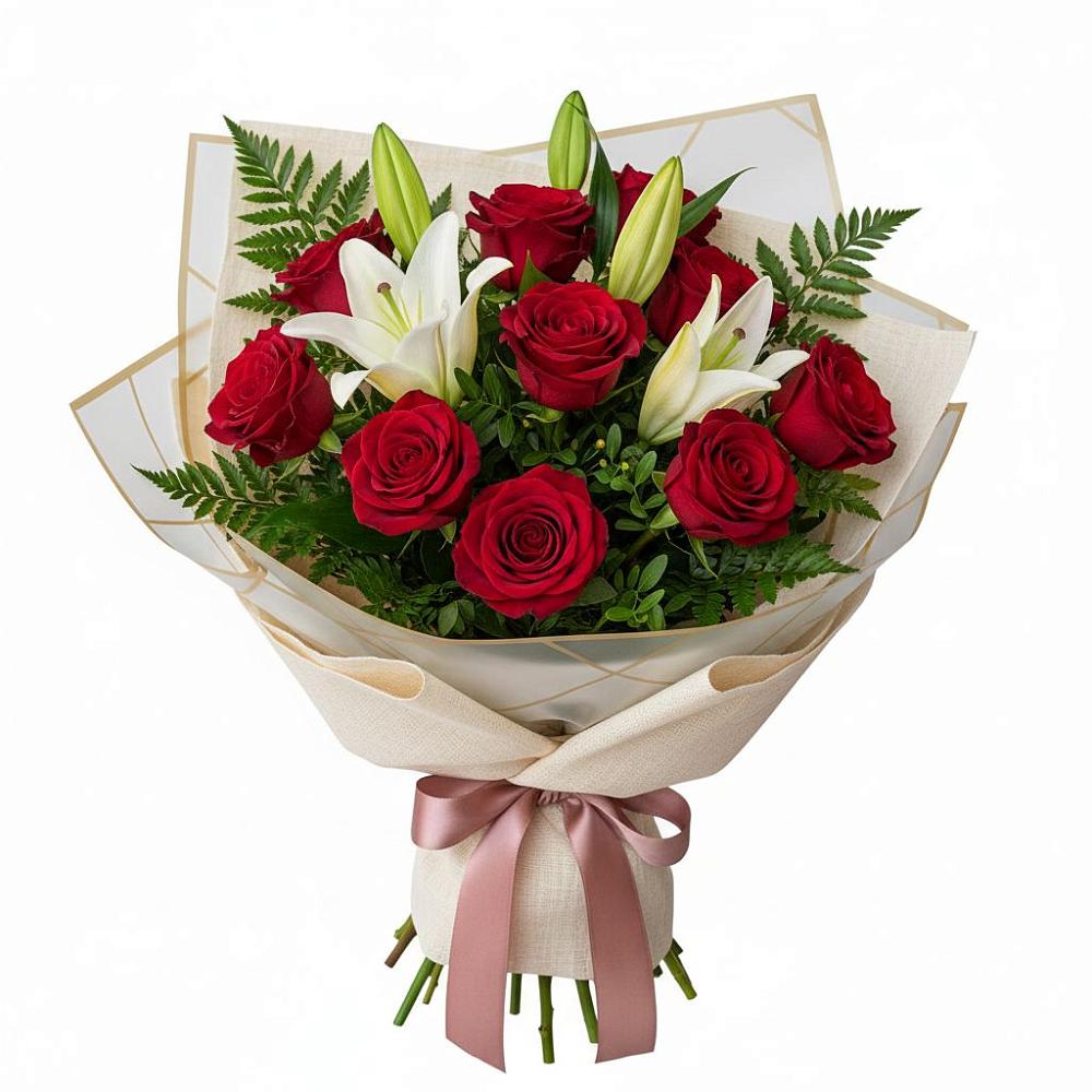 Букет цветов из: Лилии и Розы в Синдор