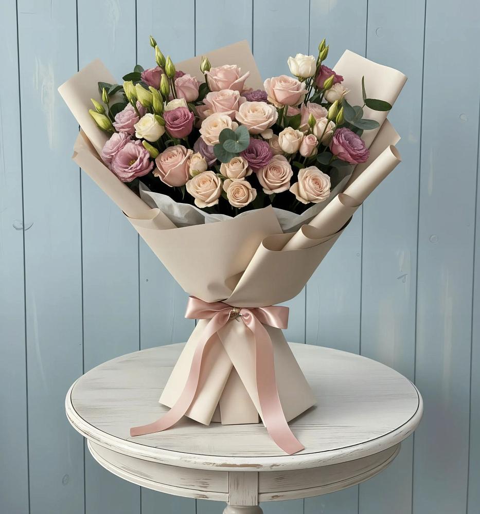 Букет цветов из: Розы и Лизиантусы в Синдор