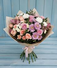 Букет цветов из:  Хризантемы, Розы и Альстромерии #REPLACE_PRED# Синдор