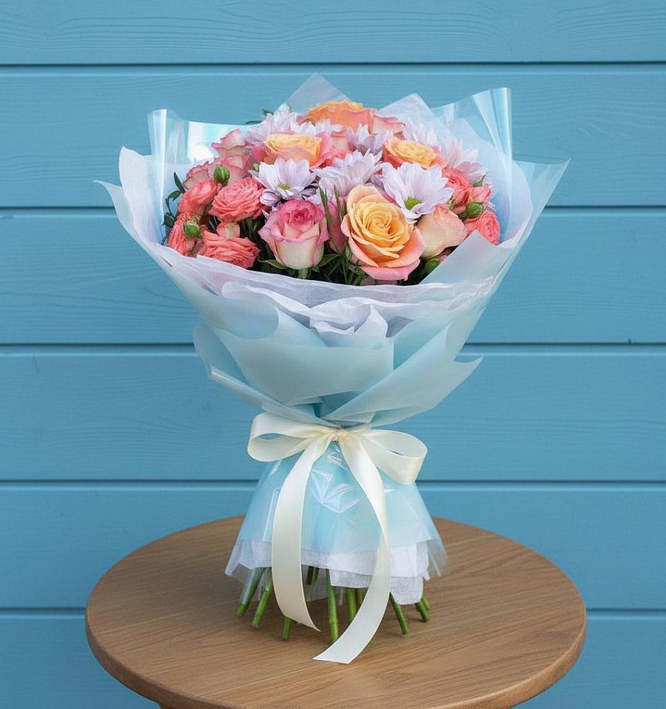 Букет цветов из: Хризантемы и Розы в Синдор