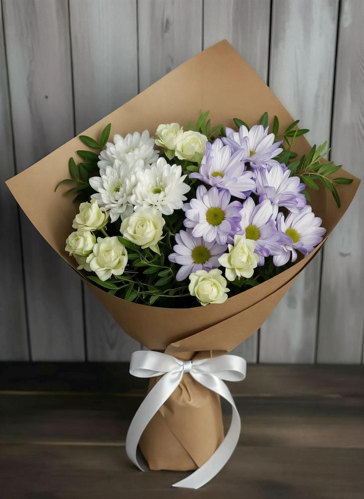 Букет цветов из: Хризантемы и Розы в Синдор